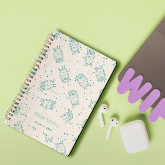 Cute Sheep – Whimsical Seamless Pattern ノートブック