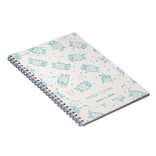 Cute Sheep – Whimsical Seamless Pattern ノートブック (右側)