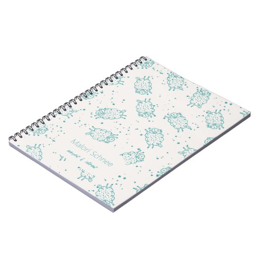 Cute Sheep – Whimsical Seamless Pattern ノートブック (左側)