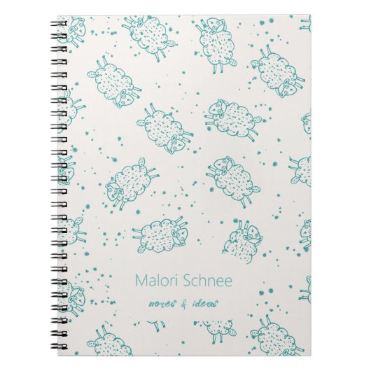 Cute Sheep – Whimsical Seamless Pattern ノートブック (正面)