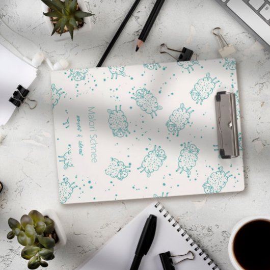 Cute Sheep – Whimsical Seamless Pattern ミニクリップボード