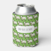 Cute Sheep White & Woolly Flock Pixel Art Pattern 缶クーラー (缶正面)