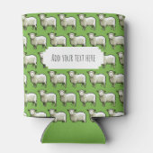 Cute Sheep White & Woolly Flock Pixel Art Pattern 缶クーラー (裏面)