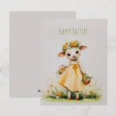 Cute sheep with flower crown for Easter holiday シーズンカード (正面/裏面)