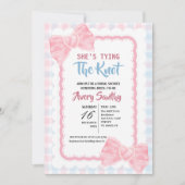 Cute She's Tying the Knot Pink Blue Bridal Shower 招待状 (正面)