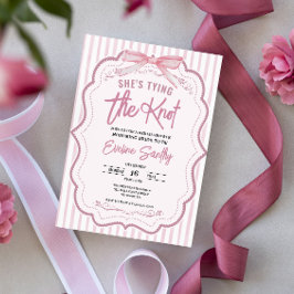 Cute She's Tying the Knot Pink White Bridal Shower 招待状