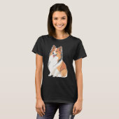 Cute Shetland Sheepdog Dog on Sheltie Tシャツ (正面フル)