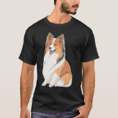 Cute Shetland Sheepdog Dog on Sheltie Tシャツ (正面)