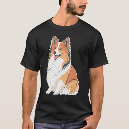 Cute Shetland Sheepdog Dog on Sheltie Tシャツ (正面)