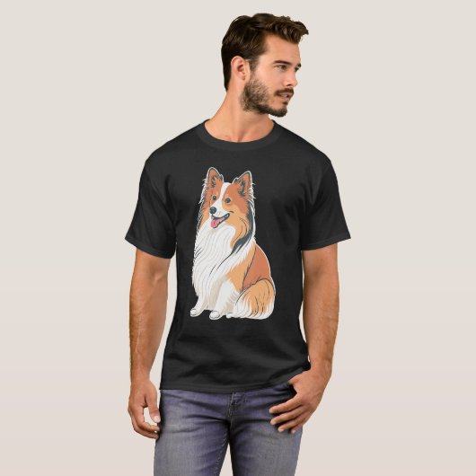 Cute Shetland Sheepdog Dog on Sheltie Tシャツ (正面フル)