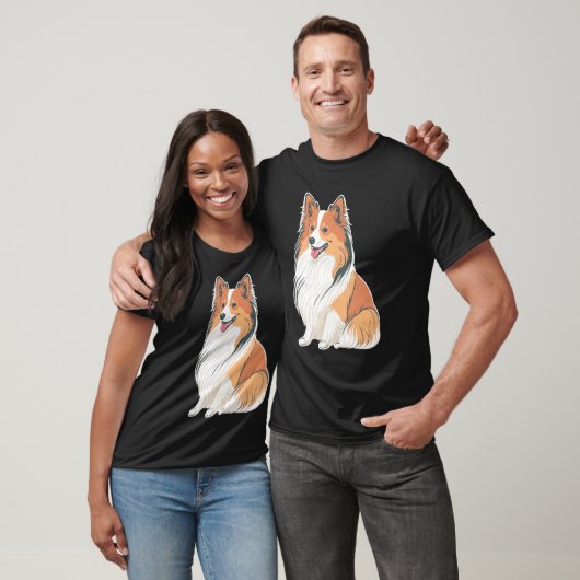 Cute Shetland Sheepdog Dog on Sheltie Tシャツ (ユニセックス)