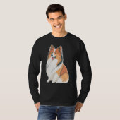 Cute Shetland Sheepdog Dog on Sheltie Tシャツ (正面フル)