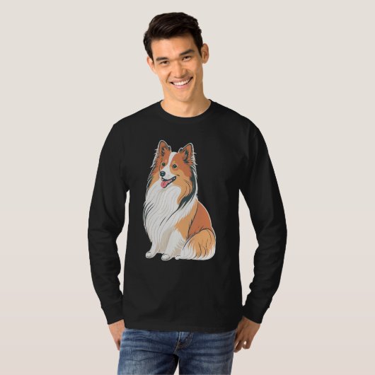 Cute Shetland Sheepdog Dog on Sheltie Tシャツ (正面フル)
