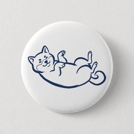 Cute Shiba Inu Belly Rubs Pin Button 缶バッジ (正面)