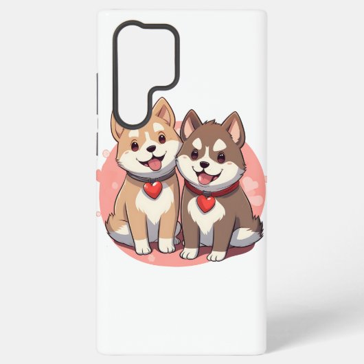 Cute Shiba Inu Dog Couple in Love Samsung Galaxyケース (裏面)
