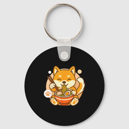 Cute Shiba Inu Dog Ramen Noodles Bowl Anime Kawaii キーホルダー (正面)