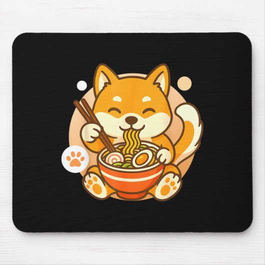 Cute Shiba Inu Dog Ramen Noodles Bowl Anime Kawaii マウスパッド (正面)