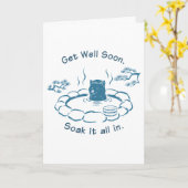 Cute Shiba Inu Get Well Soon Onsen Greeting Card カード (黄色い花)