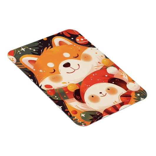 Cute Shiba Inu Hugging Panda Plush マグネット (右側)