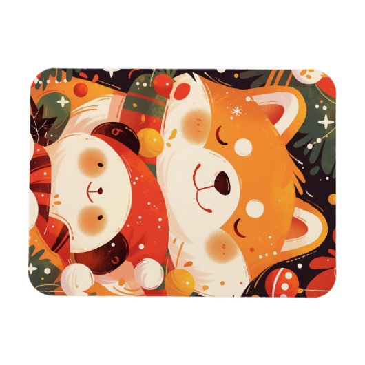 Cute Shiba Inu Hugging Panda Plush マグネット (横)