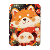 Cute Shiba Inu Hugging Panda Plush マグネット (縦)