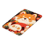 Cute Shiba Inu Hugging Panda Plush マグネット (左側)