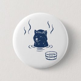 Cute Shiba Inu Onsen Hot Spring Pin Button 缶バッジ
