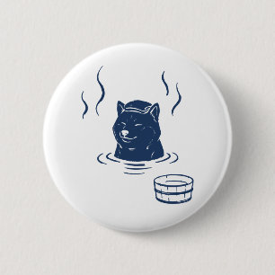 Cute Shiba Inu Onsen Hot Spring Pin Button 缶バッジ