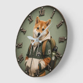 Cute Shiba Inu Puppy ラージ壁時計 (傾斜)