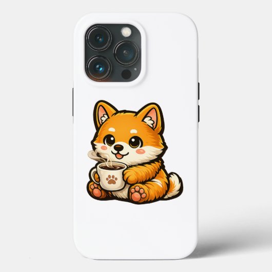 Cute Shiba Inu with Coffee – Cozy Dog Illustration Case-Mate iPhoneケース (裏面)