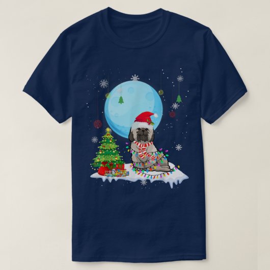 Cute Shih Tzu Christmas Dog Lights Lover Tee Tシャツ (デザイン正面)