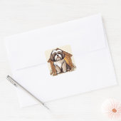 Cute Shih Tzu Illustration スクエアシール