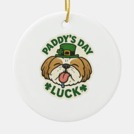 Cute Shih Tzu Lucky Leprechaun St.Patrick's Day セラミックオーナメント