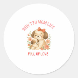 Cute Shih Tzu Mom Mother's Day  ラウンドシール