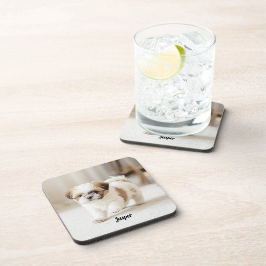 Cute Shih Tzu Personalized Beverage Coaster Set コースター (右側)