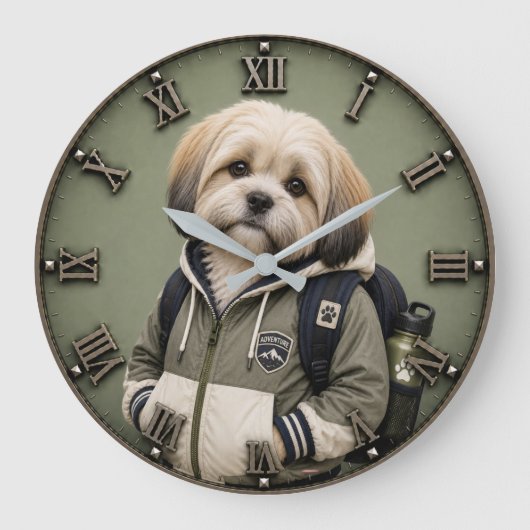 Cute Shih Tzu Puppy ラージ壁時計 (正面)