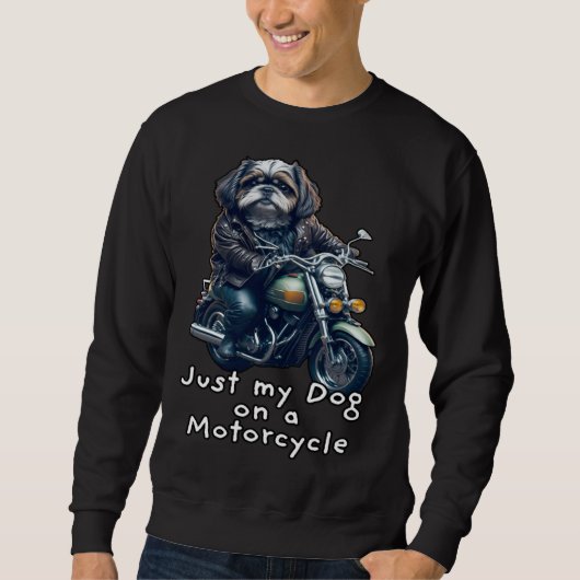 Cute Shih Tzu ride on a motorcycle  Christmas  1 スウェットシャツ (正面)