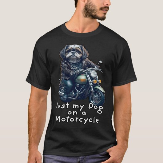 Cute Shih Tzu ride on a motorcycle  Christmas  1 Tシャツ (正面)