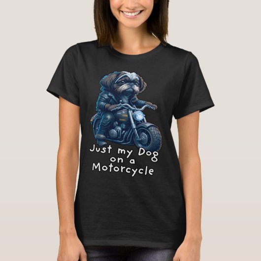 Cute Shih Tzu ride on a motorcycle Christmas Tシャツ (正面)