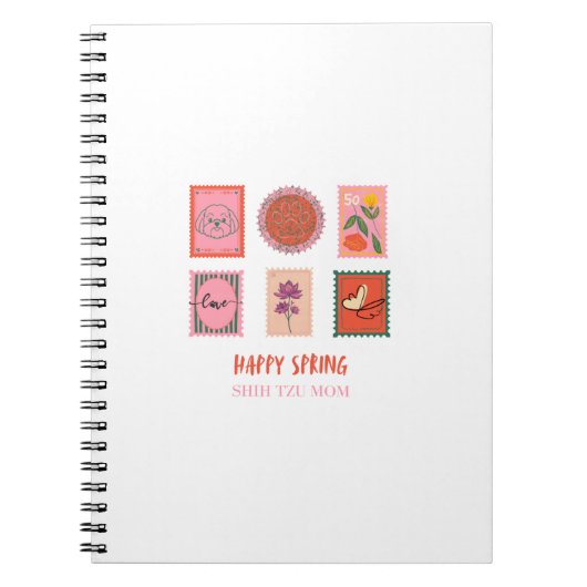 Cute Shih Tzu Spring Stamp ノートブック (正面)