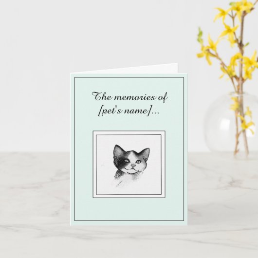 Cute Shorthair Cat Sympathy Card カード (黄色い花)