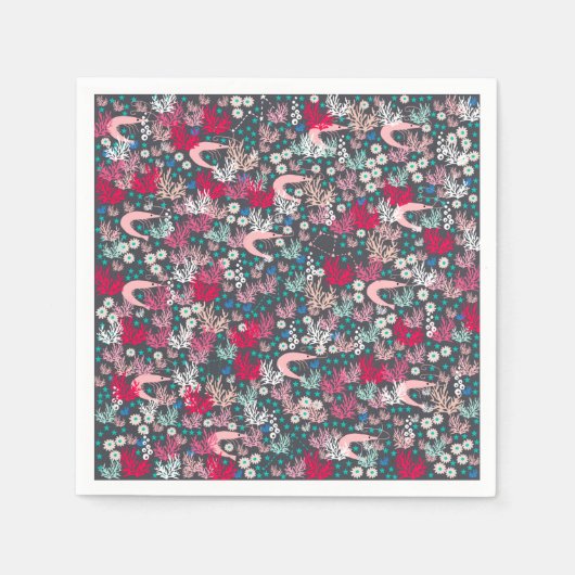 Cute Shrimp Paper Napkins スタンダードカクテルナプキン (正面)