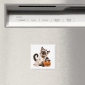 Cute Siamese Cat Ghost Halloween マグネット (インサイチュ (食洗機))