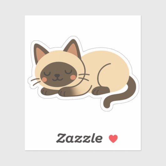Cute Siamese Cat Sleeping – Kawaii Style シール (シート)