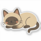 Cute Siamese Cat Sleeping – Kawaii Style シール (正面)