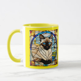  Cute Siamese Cat Stained Glass マグカップ