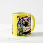  Cute Siamese Cat Stained Glass マグカップ (正面右)