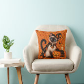 Cute Siamese Cat Witch Halloween クッション (椅子)