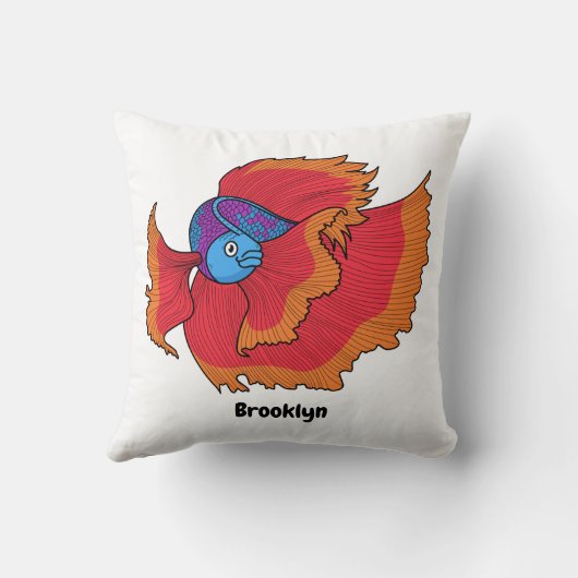 Cute Siamese fighting fish betta cartoon クッション (裏面)