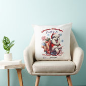 Cute Siberian Husky Christmas Throw Pillow クッション (椅子)